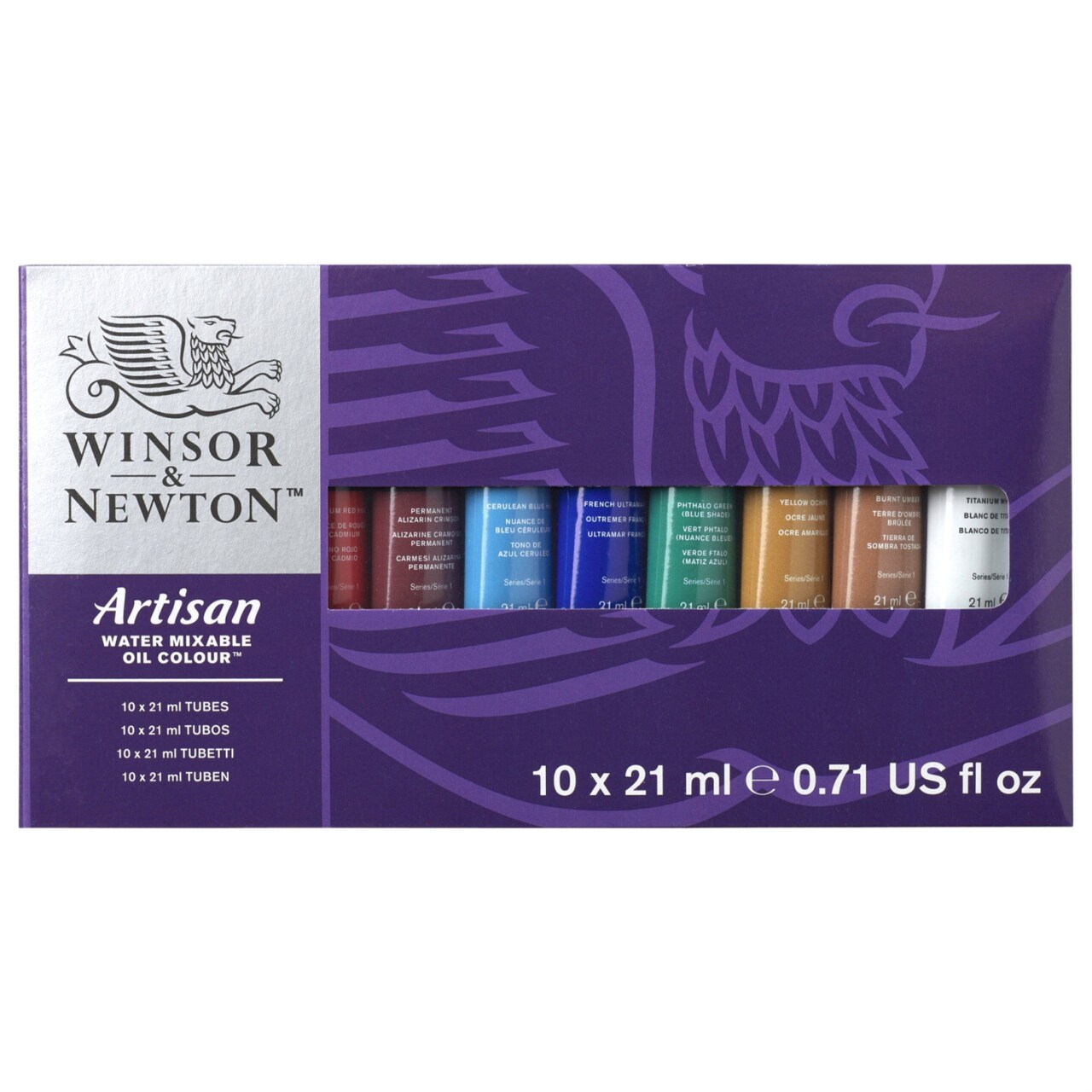 Winsor & Newton Artisan Water Mixable Oil Colors, Assorted Colors, 0.71 Ounces, Set of 10